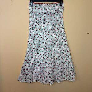 Ruby Rox size 9 Y2K strapless summer dress cherries white red made in USA